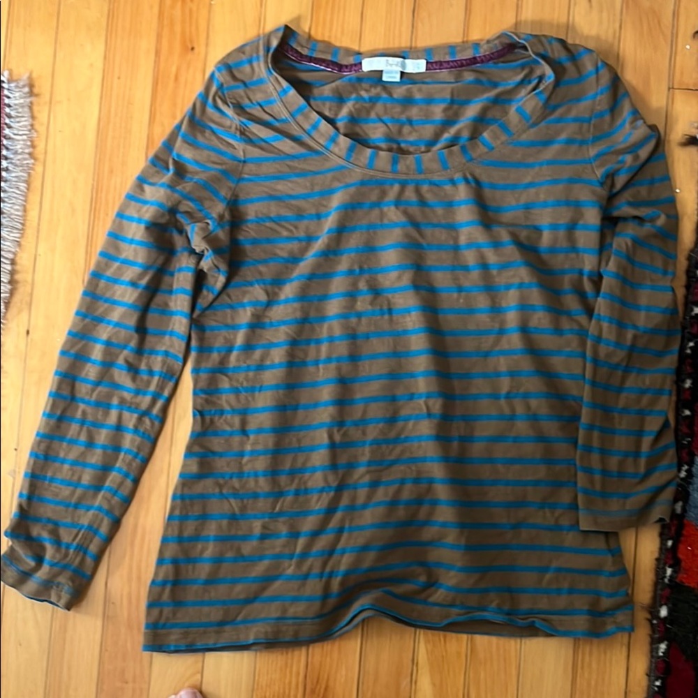 Boden Brown with Teal Stripe Knit Top
